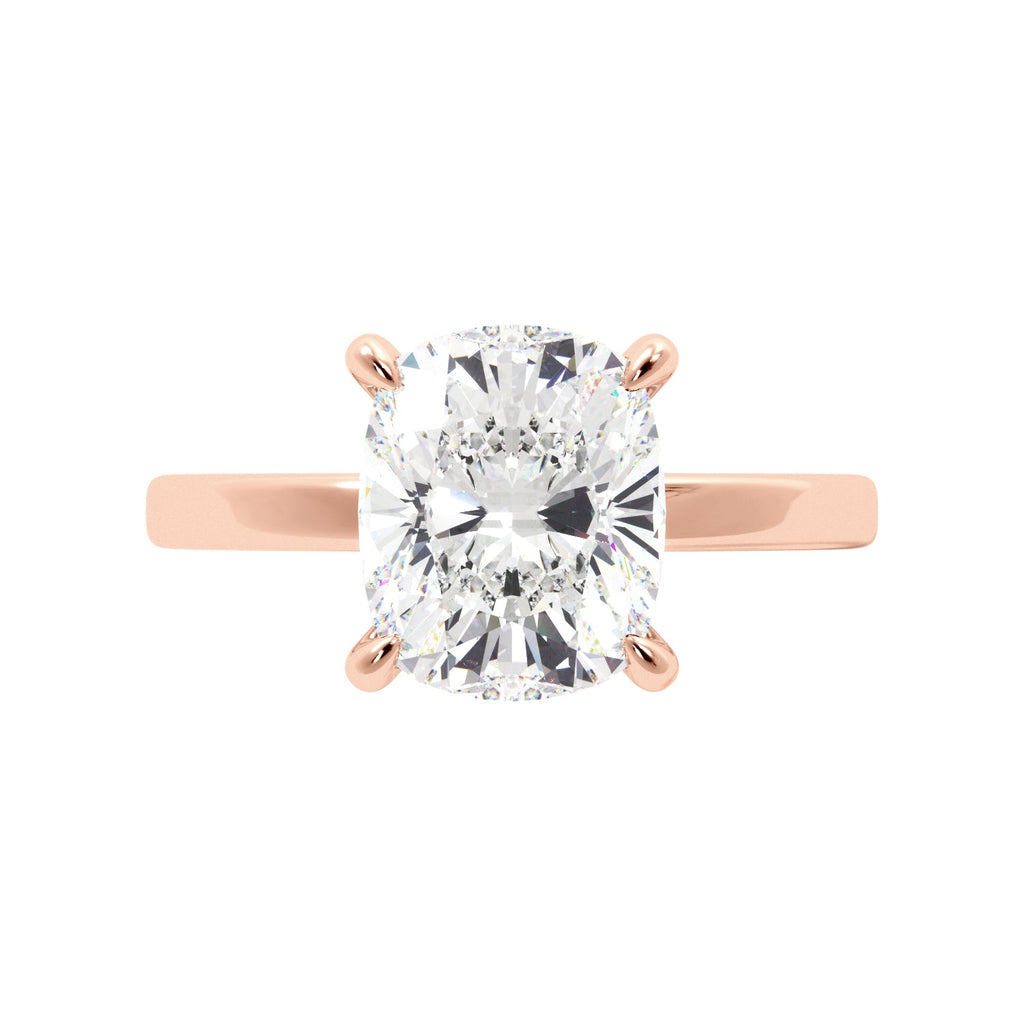 Elongated Cushion Cut Solitaire with Hidden Halo Engagement Ring - Balacia