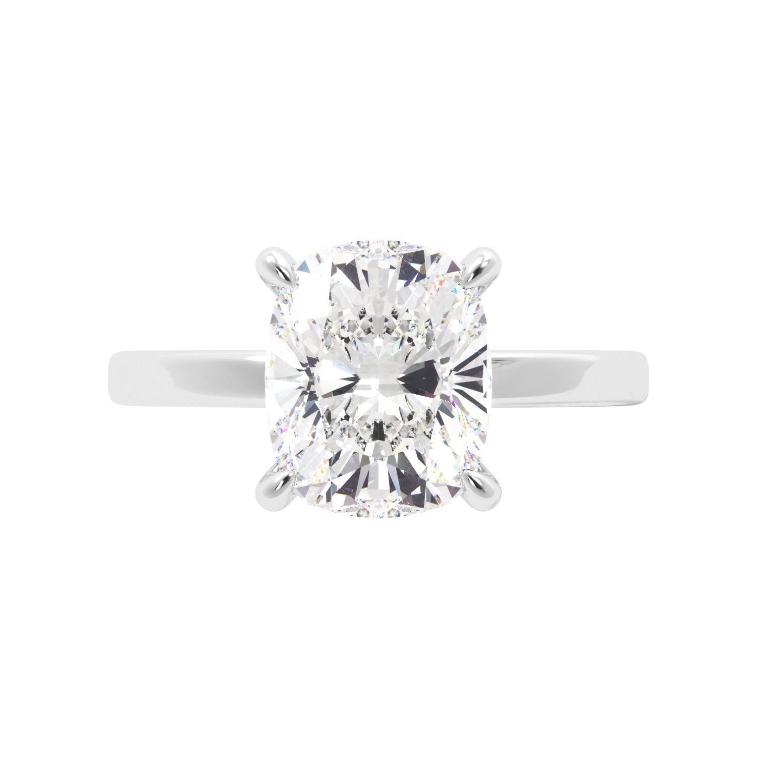 Elongated Cushion Cut Solitaire with Hidden Halo Engagement Ring - Balacia