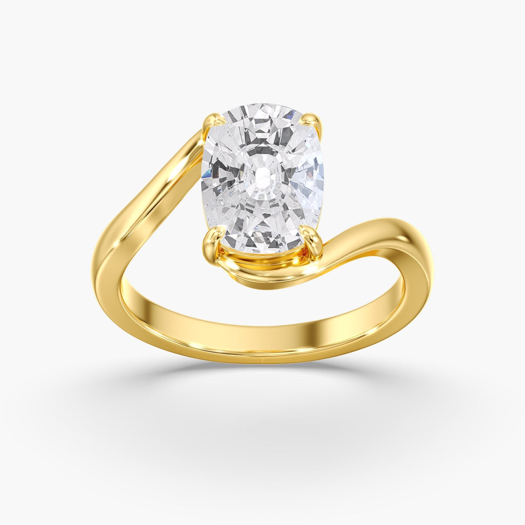 Yellow Gold Modern Elongated Cushion Diamond Bypass Ring