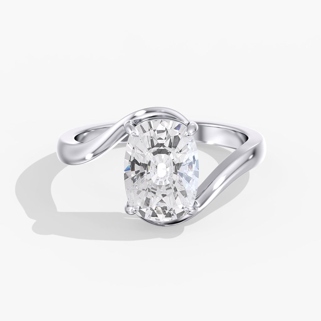 Modern Elongated Cushion Diamond Bypass Ring Front View
