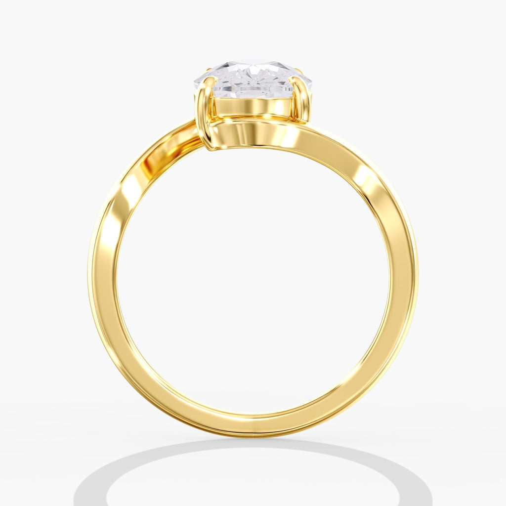 Yellow Gold Modern Elongated Cushion Diamond Bypass Ring Side View
