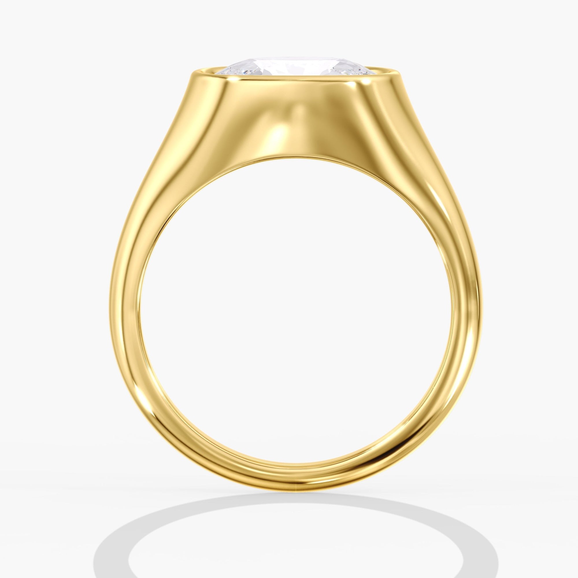 Yellow Gold Elongated Cushion Cut Diamond Engagement Ring Side View