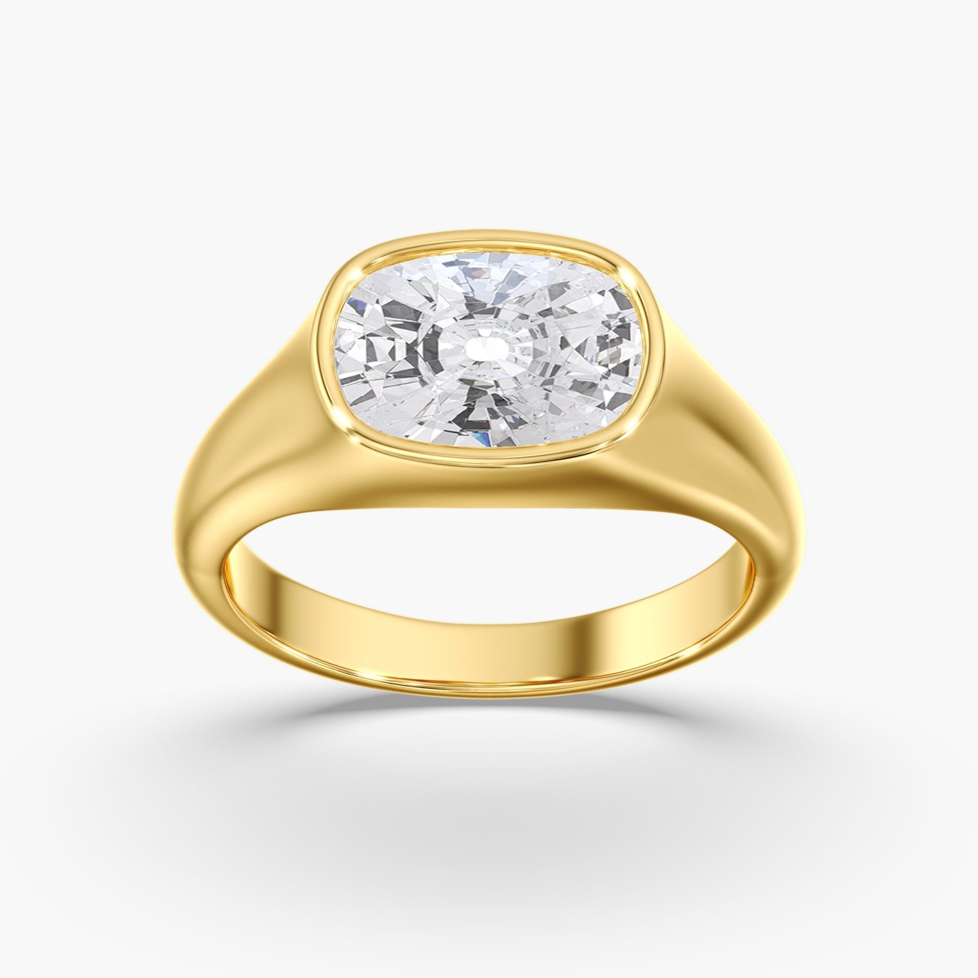 Yellow Gold Elongated Cushion Cut Diamond Engagement Ring