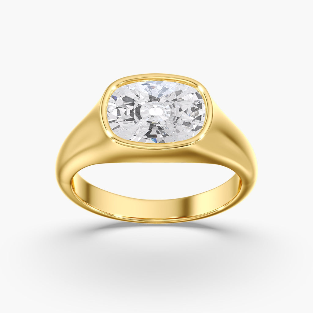 Yellow Gold Elongated Cushion Cut Diamond Engagement Ring