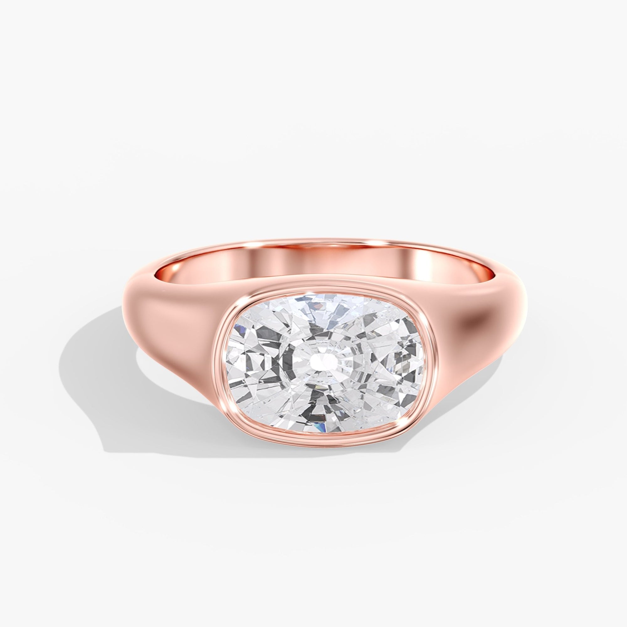 Rose Gold Elongated Cushion Cut Diamond Engagement Ring Top View