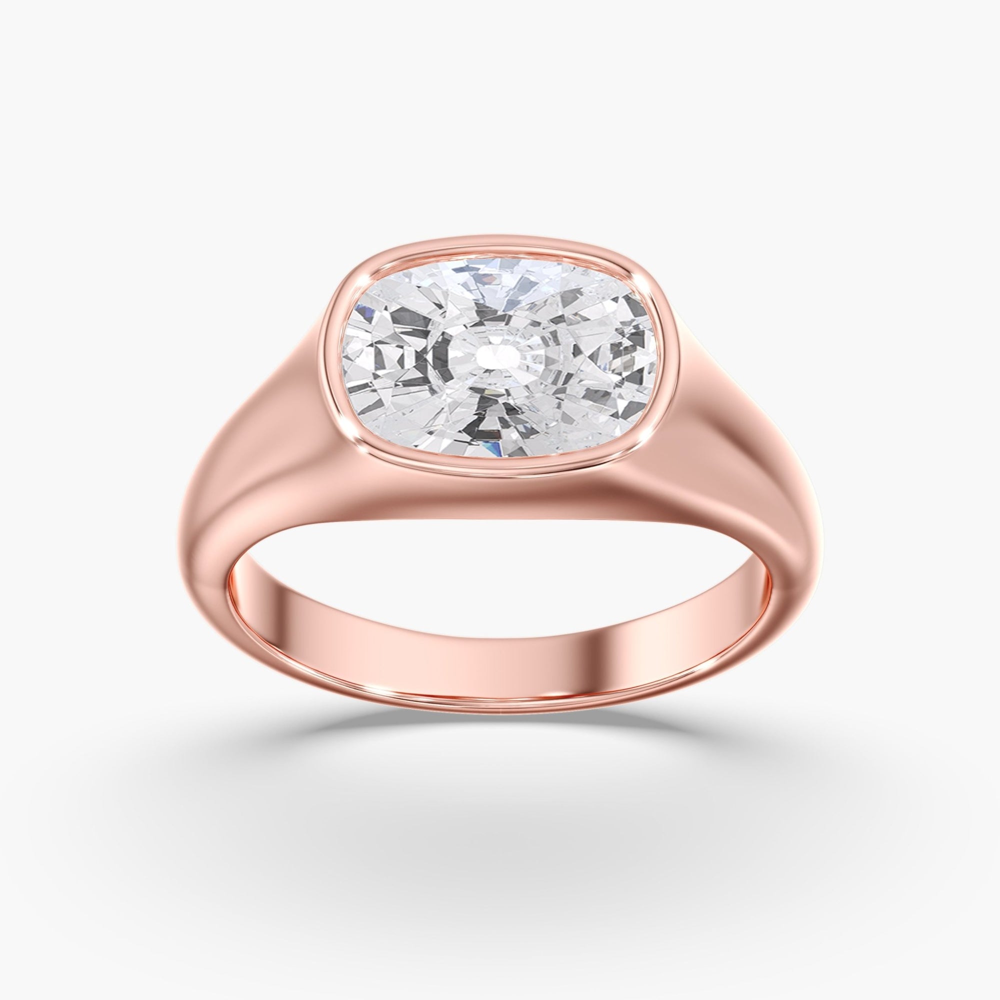 Rose Gold Elongated Cushion Cut Diamond Engagement Ring