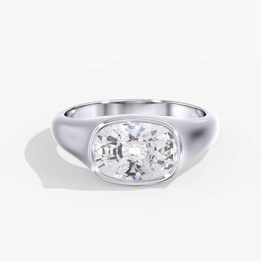Elongated Cushion Cut Diamond Engagement Ring Top View