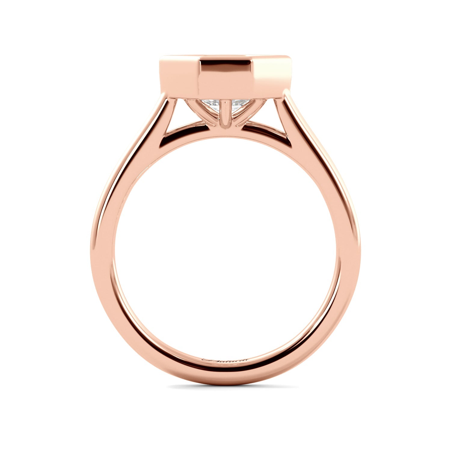 Rose Gold Elongated Hexagon Bezel Ring Side View