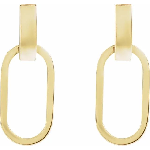 Elongated Oval Hoop Earrings 14k Gold - Balacia