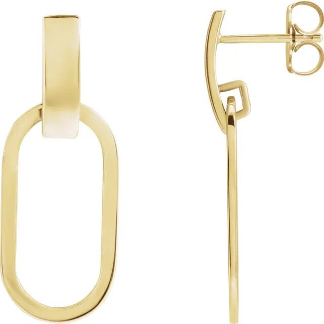 Elongated Oval Hoop Earrings 14k Gold - Balacia