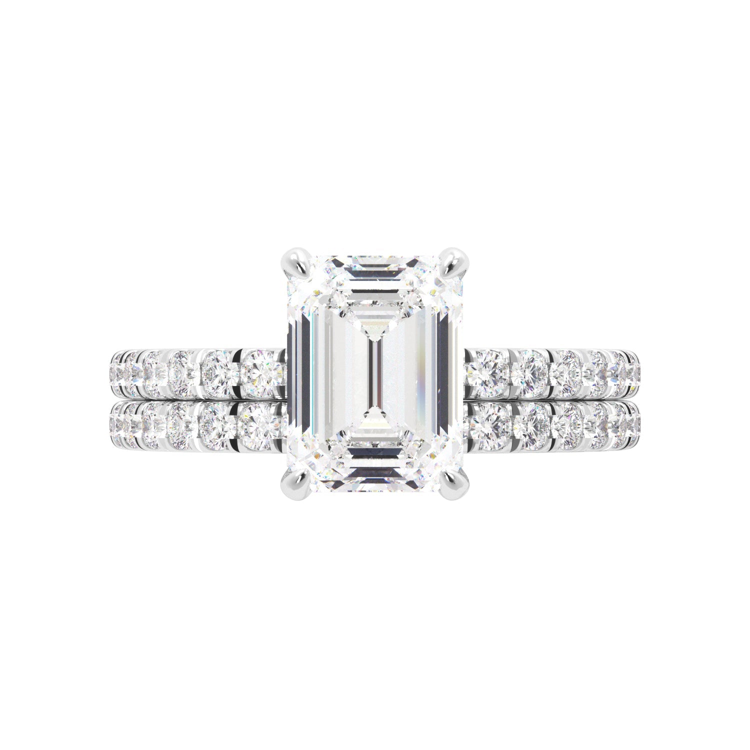 Emerald Cut 3/4 Eternity Engagement Ring Set - Balacia