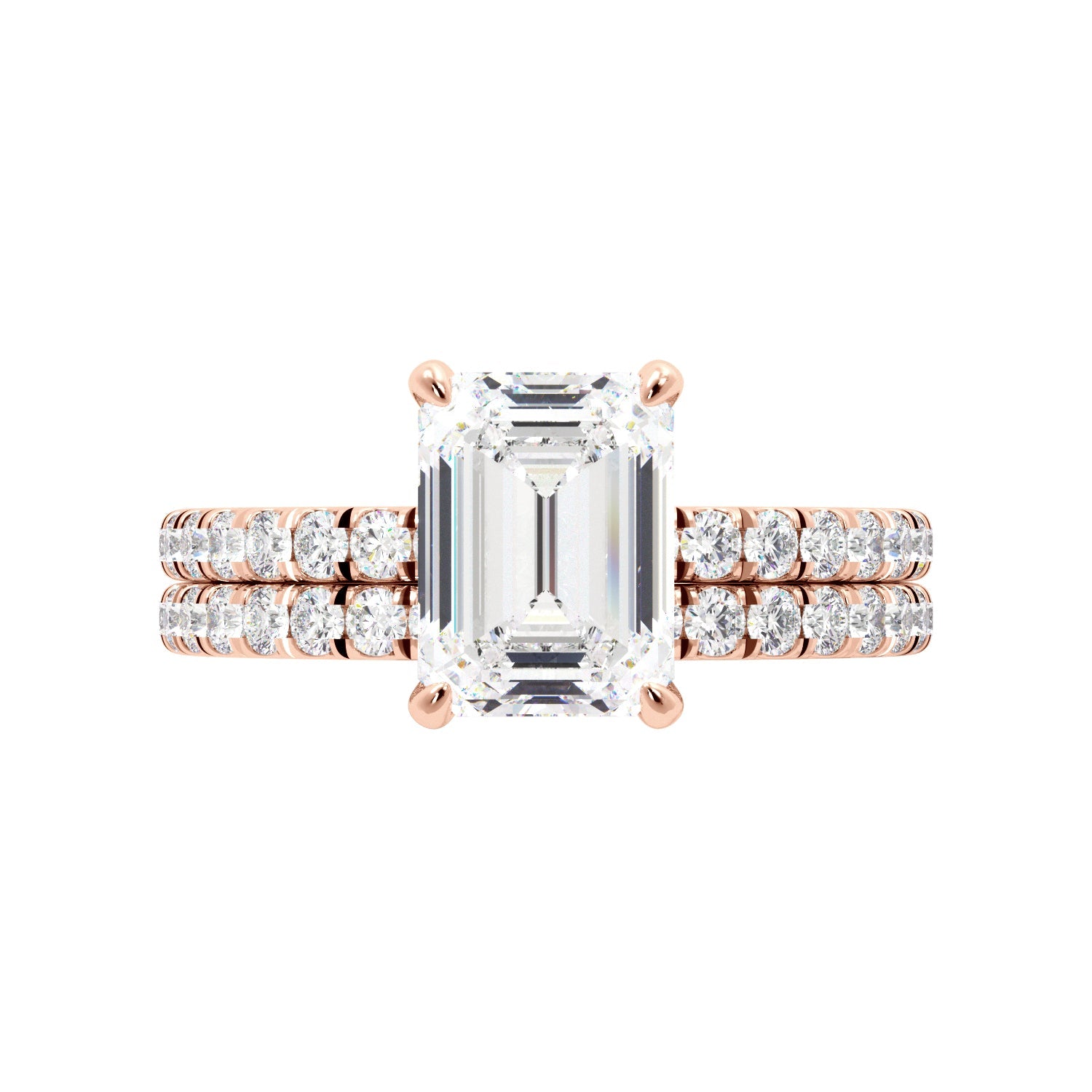 Emerald Cut 3/4 Eternity Engagement Ring Set - Balacia