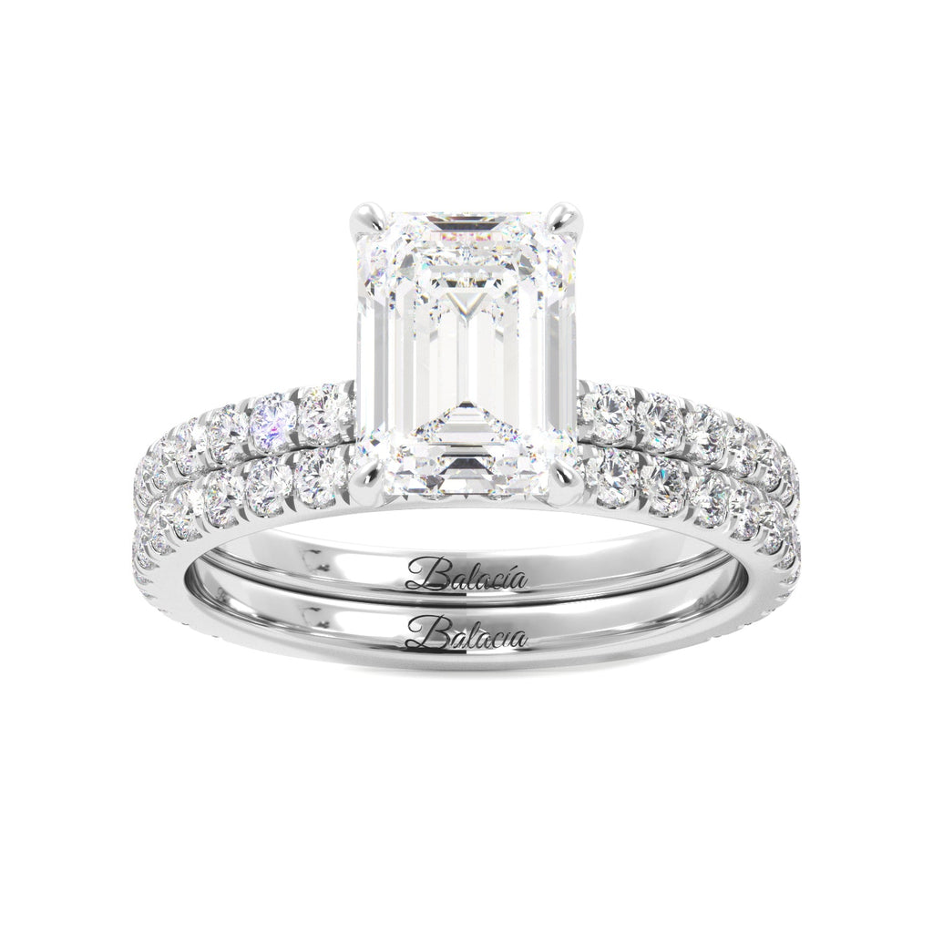 Emerald Cut 3/4 Eternity Engagement Ring Set - Balacia