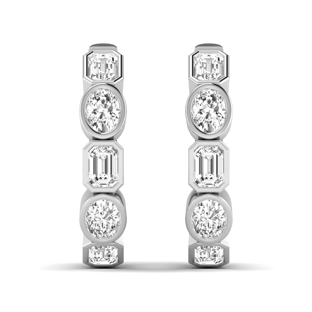 Emerald Cut and Oval Diamond Hoop Earrings - Balacia