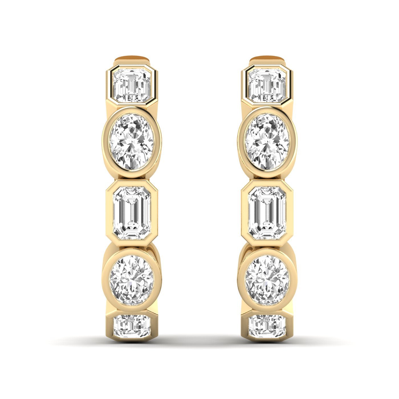 Emerald Cut and Oval Diamond Hoop Earrings - Balacia