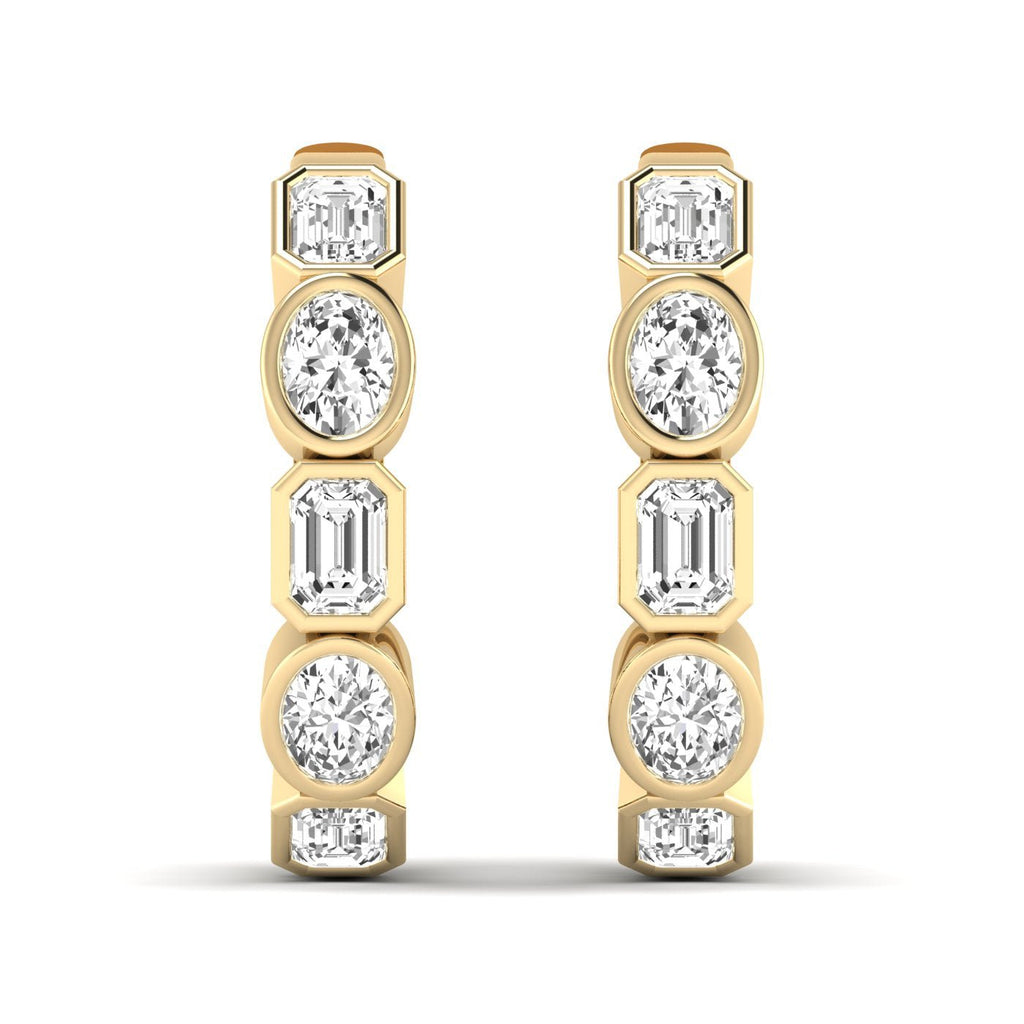 Emerald Cut and Oval Diamond Hoop Earrings - Balacia