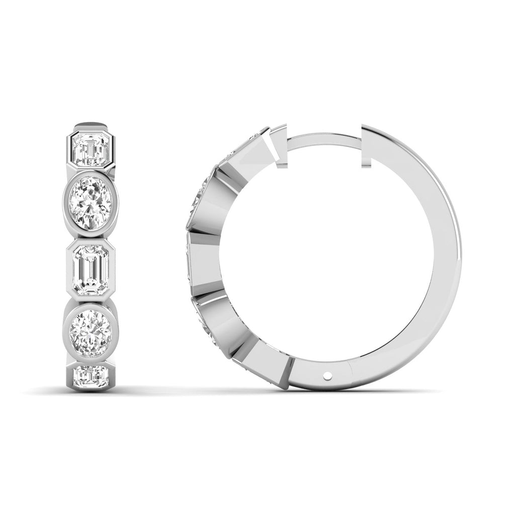 Emerald Cut and Oval Diamond Hoop Earrings - Balacia