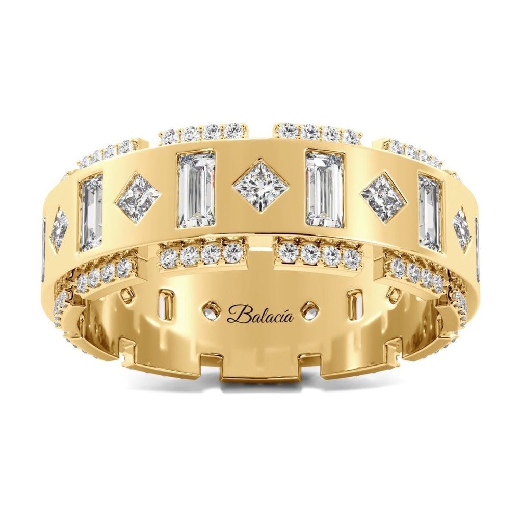 Emerald cut square gold mens wedding band