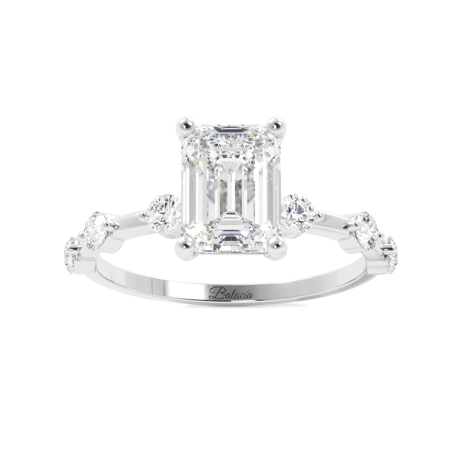 Emerald Cut Dainty Thin Band Engagement Ring - Balacia