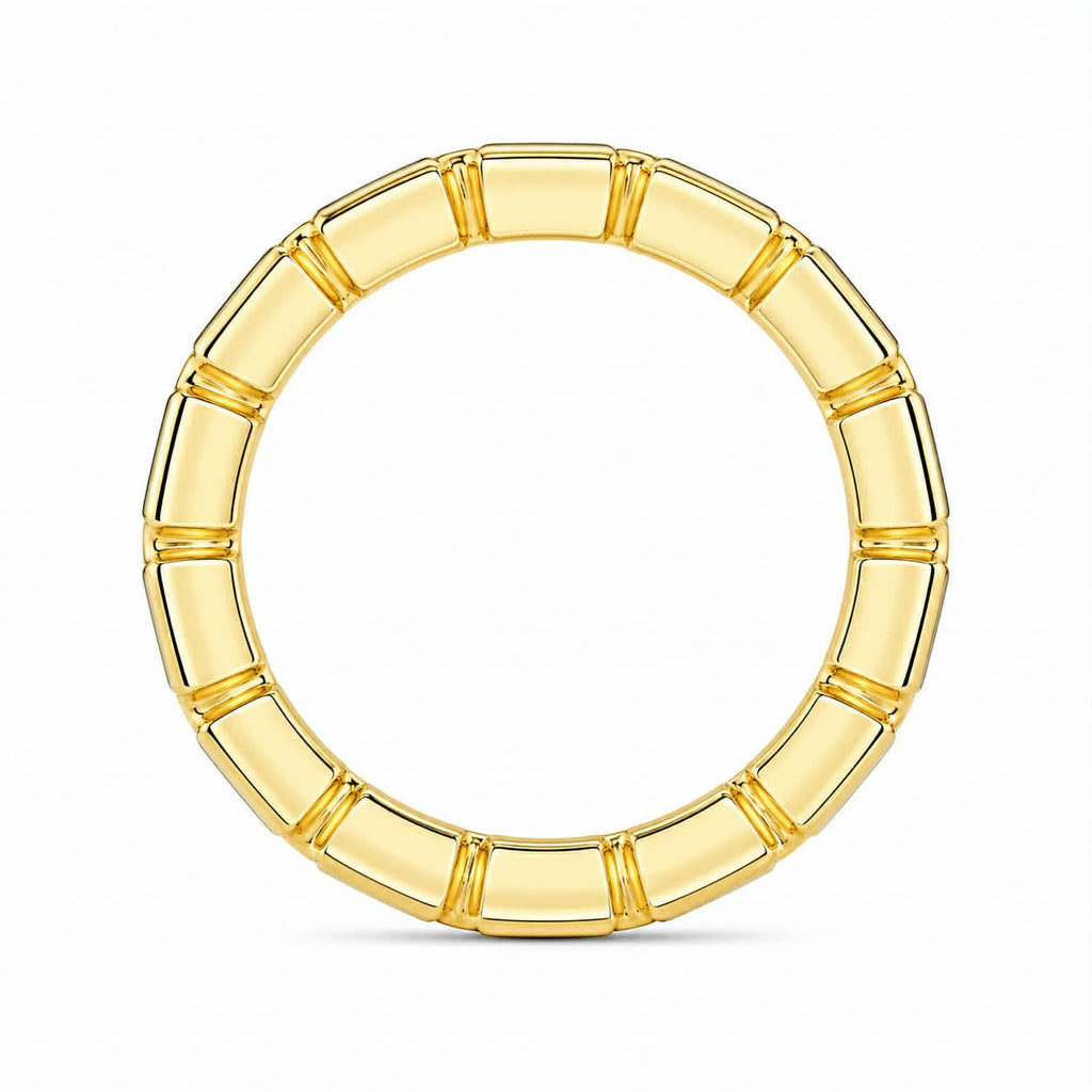Yellow Gold Emerald Diamond Bezel Eternity Band Full Side View