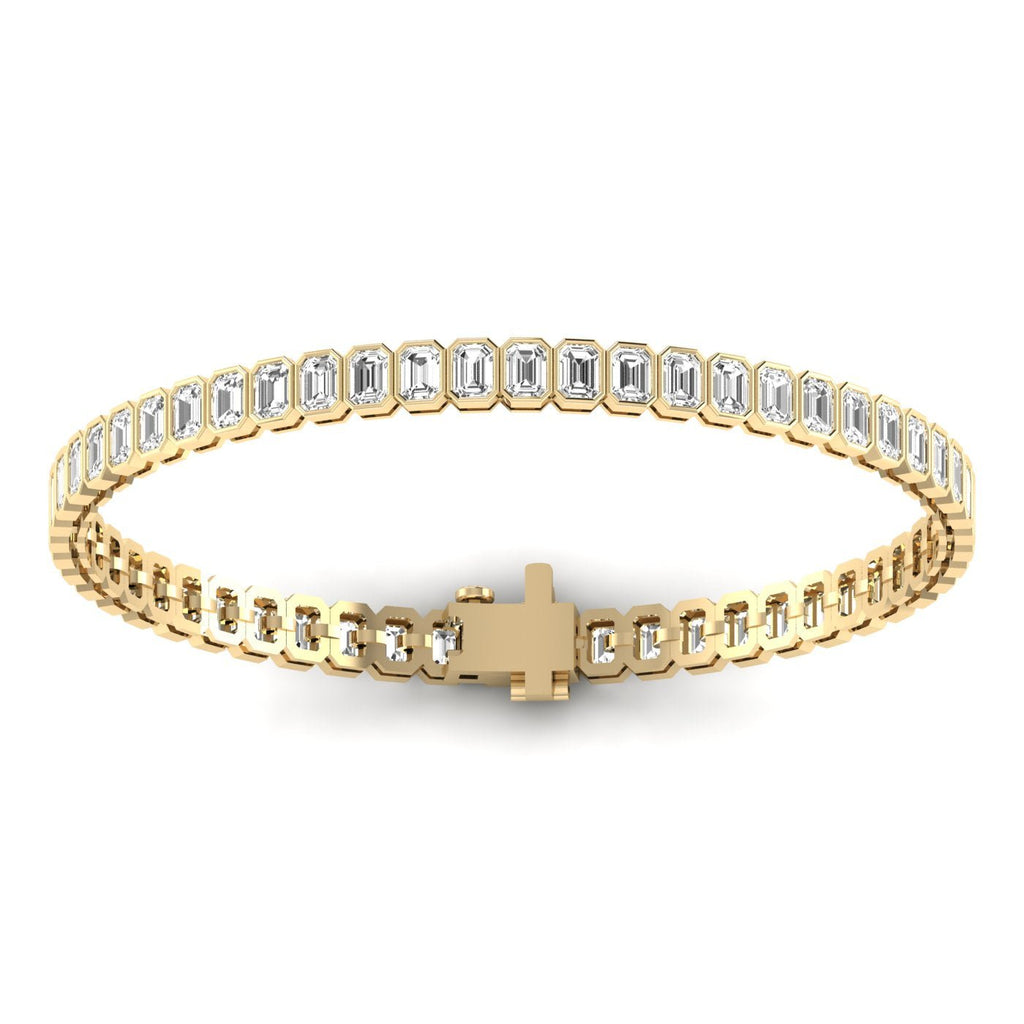 Emerald Cut Diamond Bezel Tennis Bracelet - Balacia