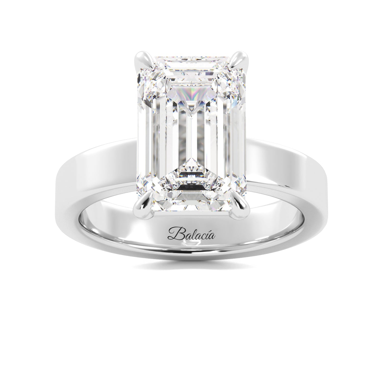 Emerald Cut Diamond Cigar Solitaire Engagement Ring