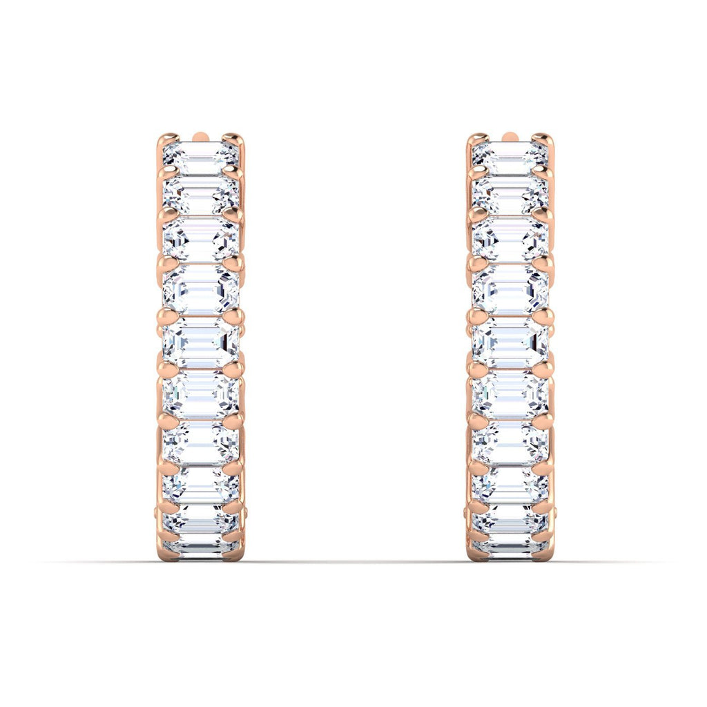 Emerald Cut Diamond East West Inside Out Hoop Earrings - Balacia