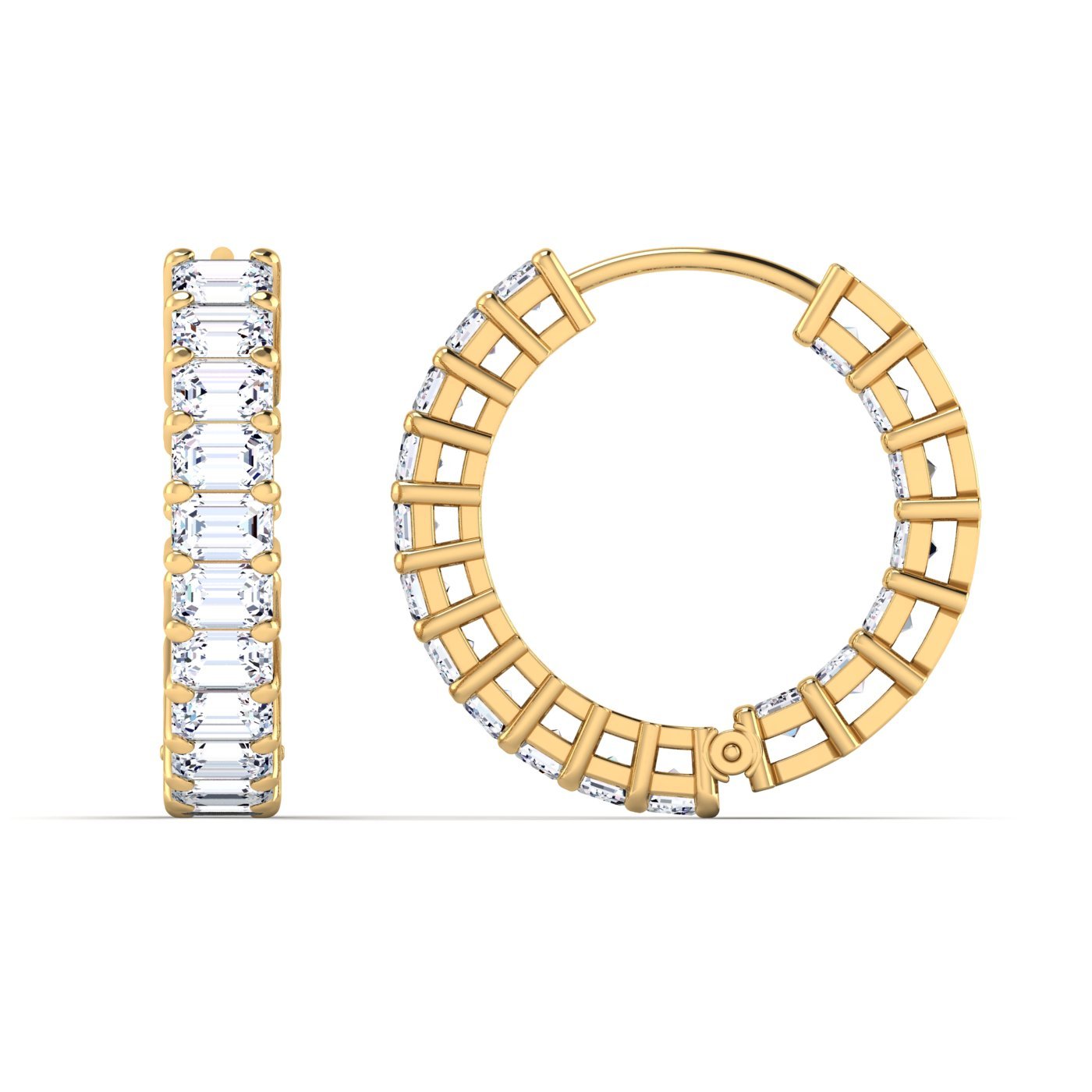 Emerald Cut Diamond East West Inside Out Hoop Earrings - Balacia