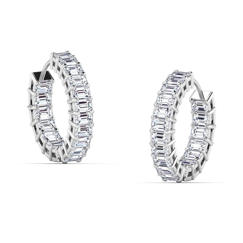 Emerald Cut Diamond East West Inside Out Hoop Earrings - Balacia