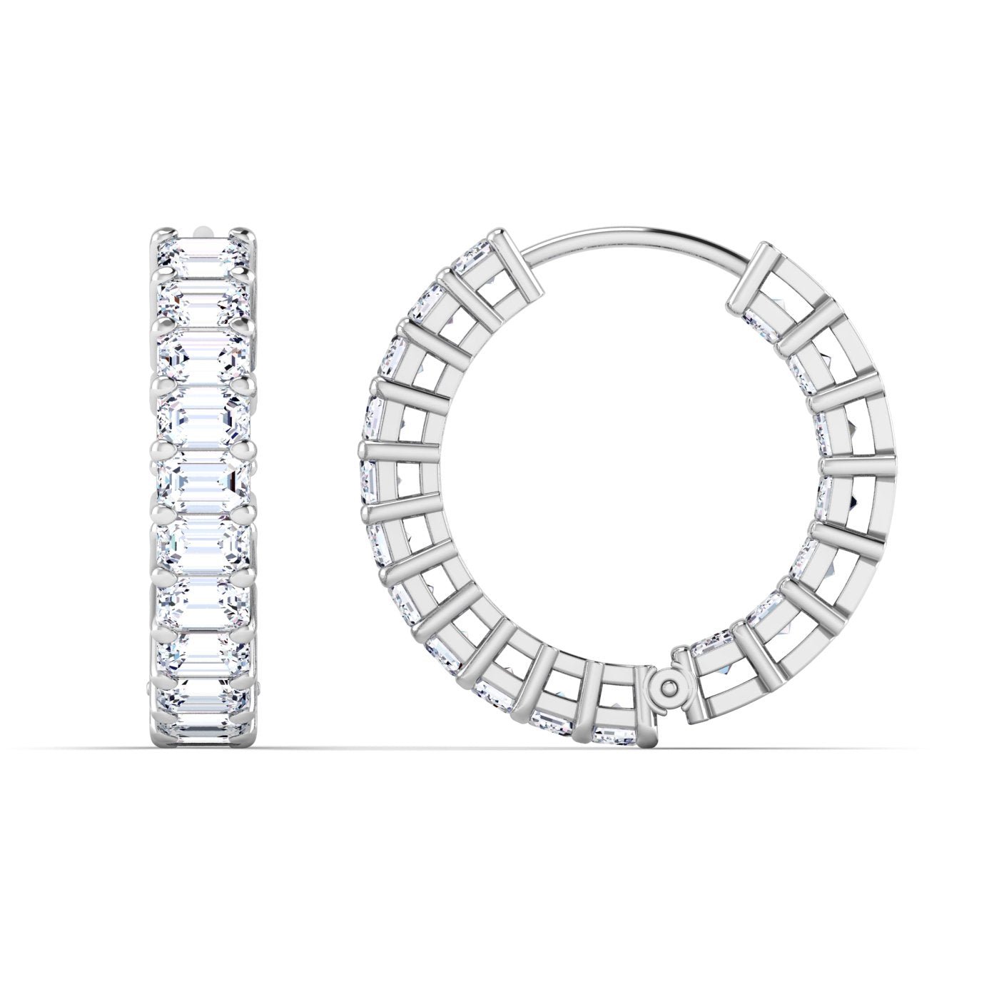 Emerald Cut Diamond East West Inside Out Hoop Earrings - Balacia