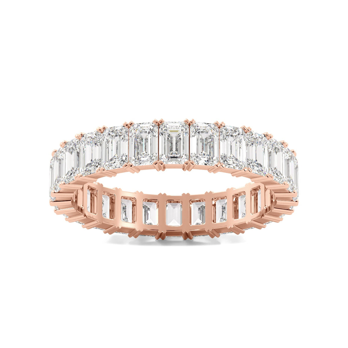 Rose Gold Emerald Cut Diamond Eternity Band
