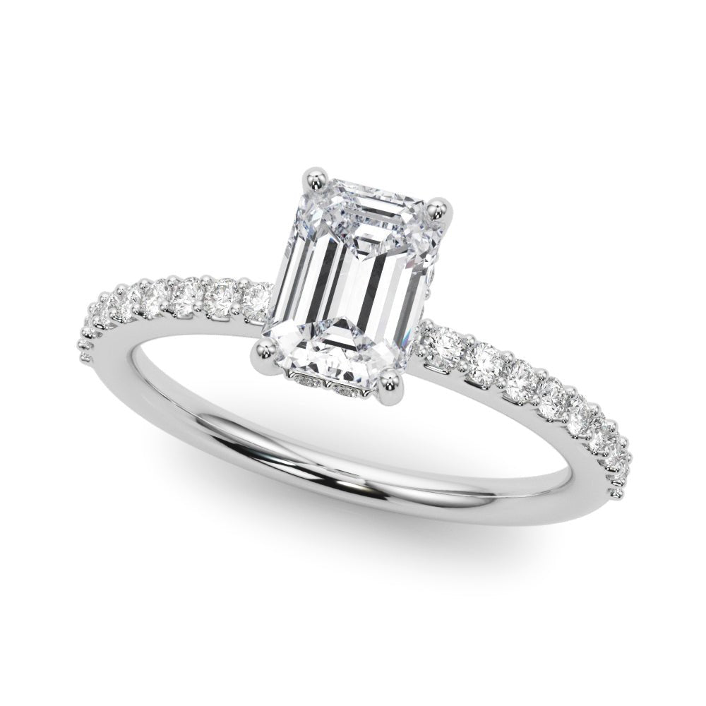 Emerald Cut Diamond Pavé Engagement Ring