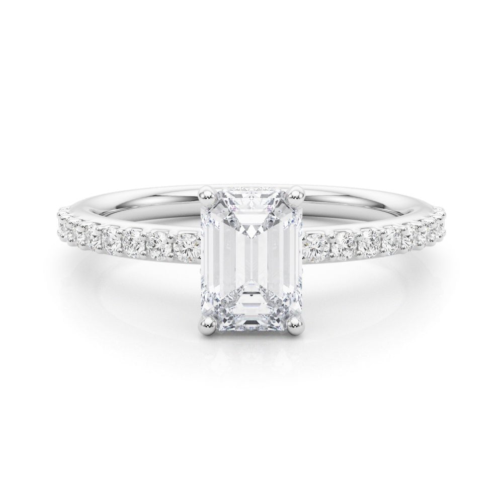 Emerald Cut Diamond Pavé Engagement Ring Front