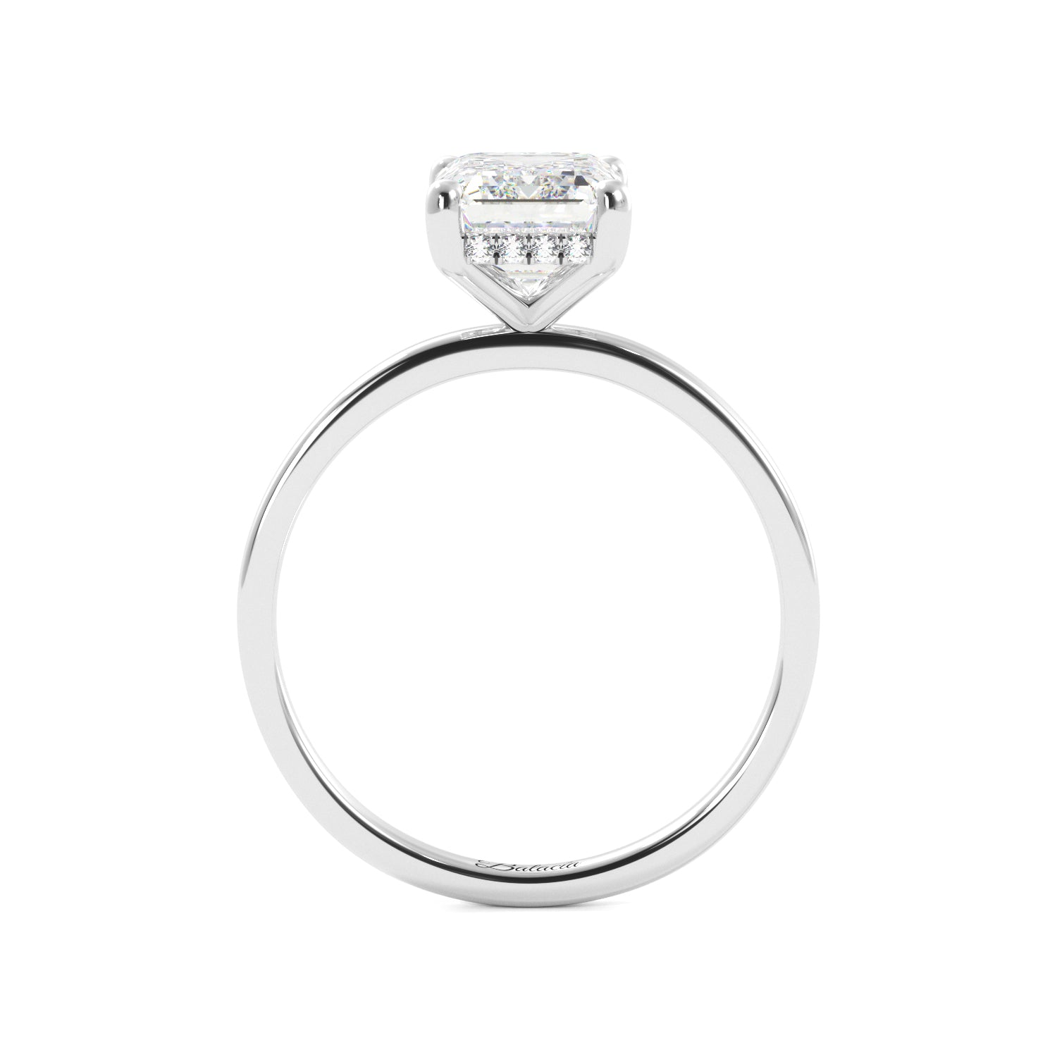 Emerald Cut Diamond Hidden Halo Solitaire - Balacia