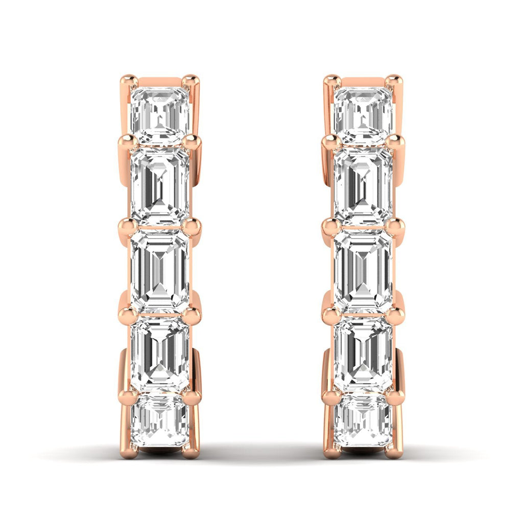 Emerald Cut Diamond Hoop Earrings - Balacia