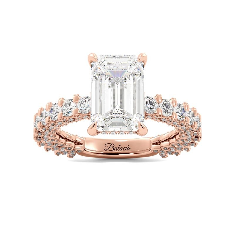 Emerald Cut Diamond Iced Out Engagement Ring Set