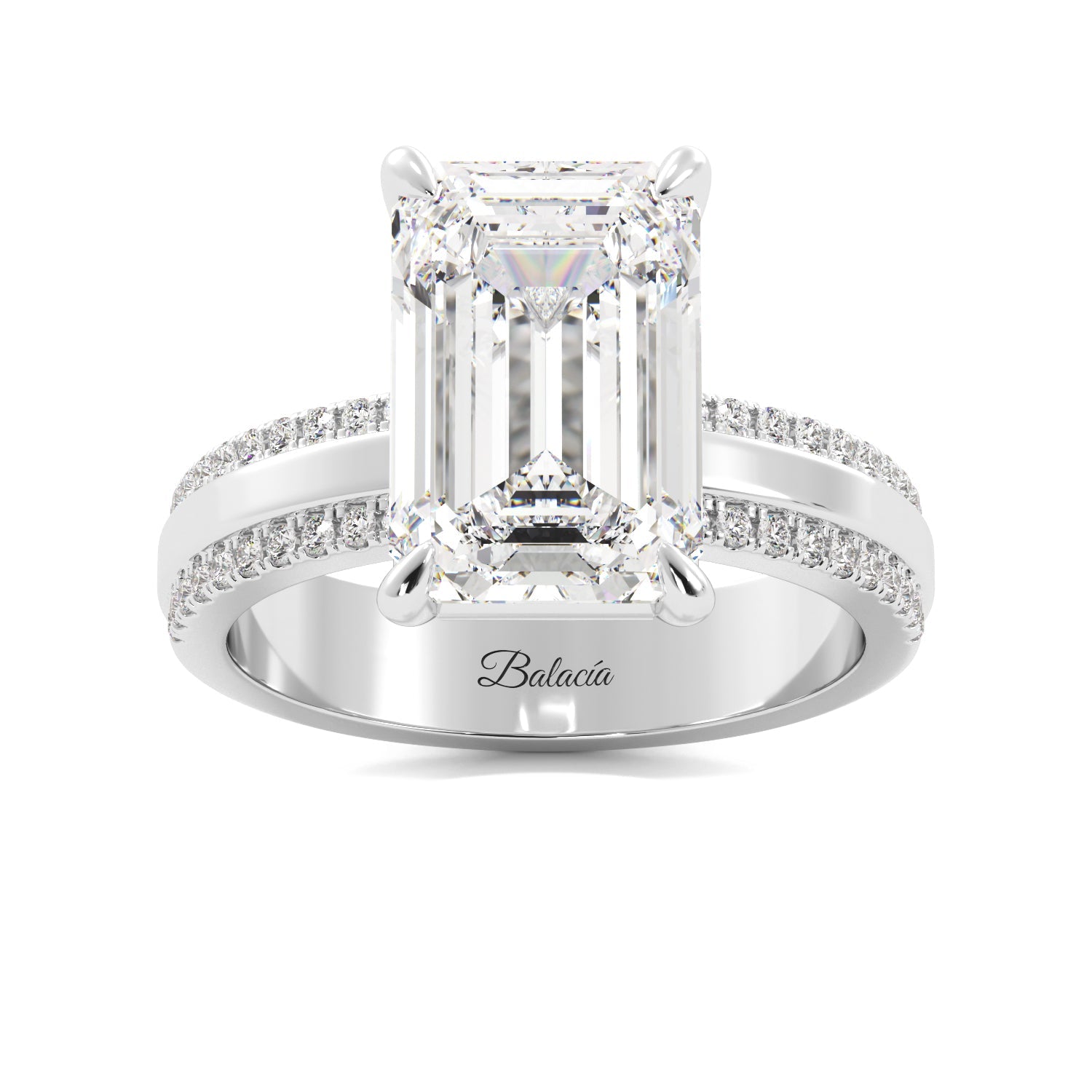 Emerald Cut Diamond Modern Cigar Band Engagement Ring