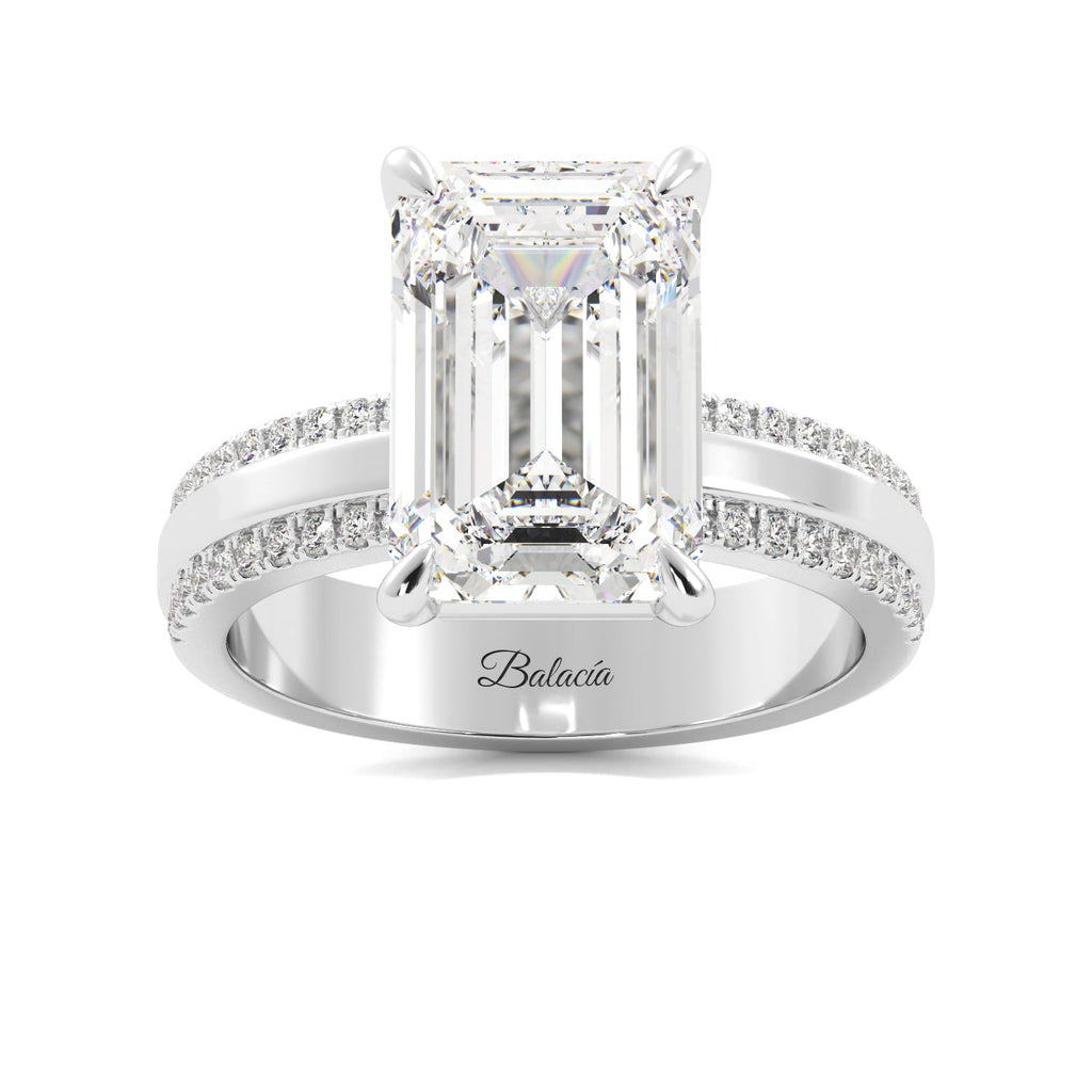 Emerald Cut Diamond Modern Cigar Band Engagement Ring