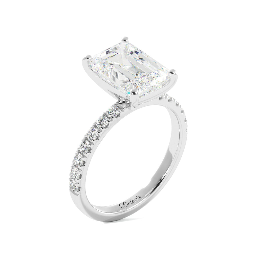 Emerald Cut Half Eternity Engagement Ring - Balacia