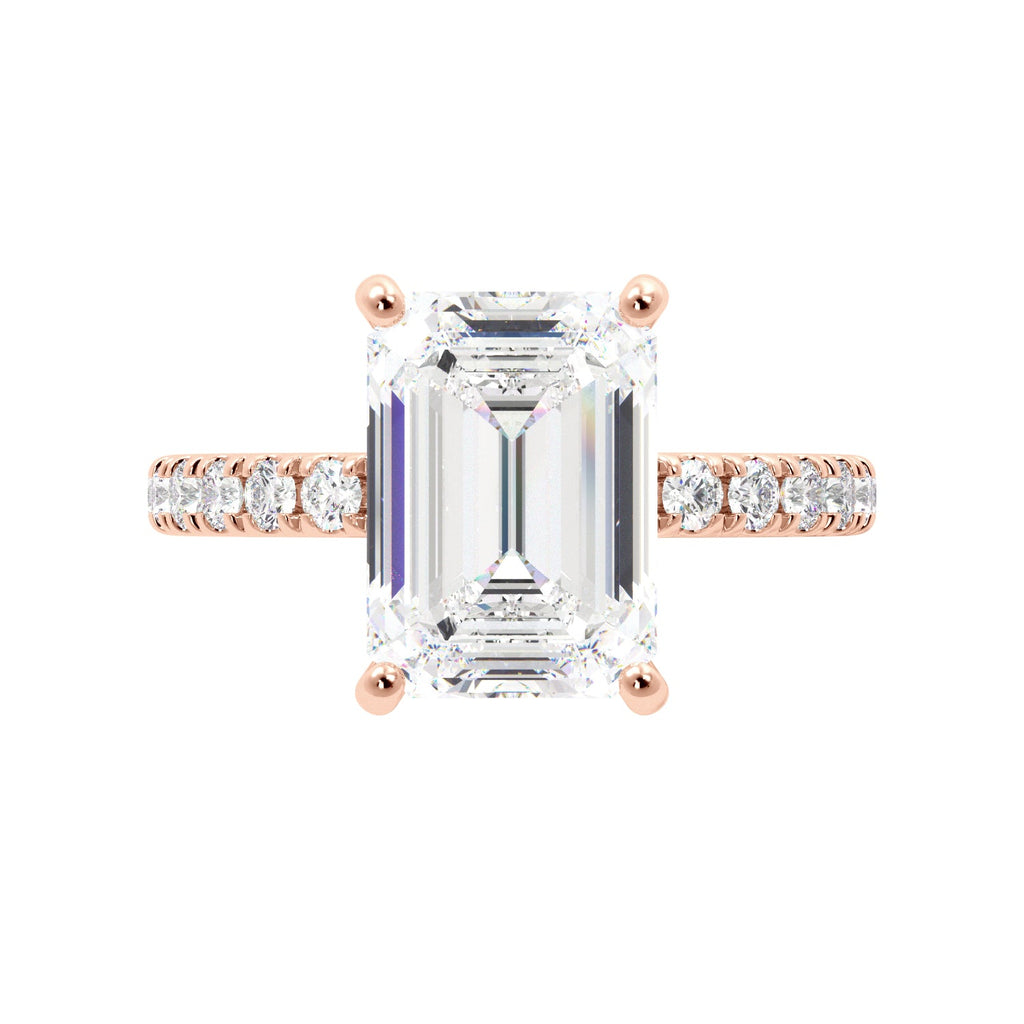 Emerald Cut Half Eternity Engagement Ring - Balacia