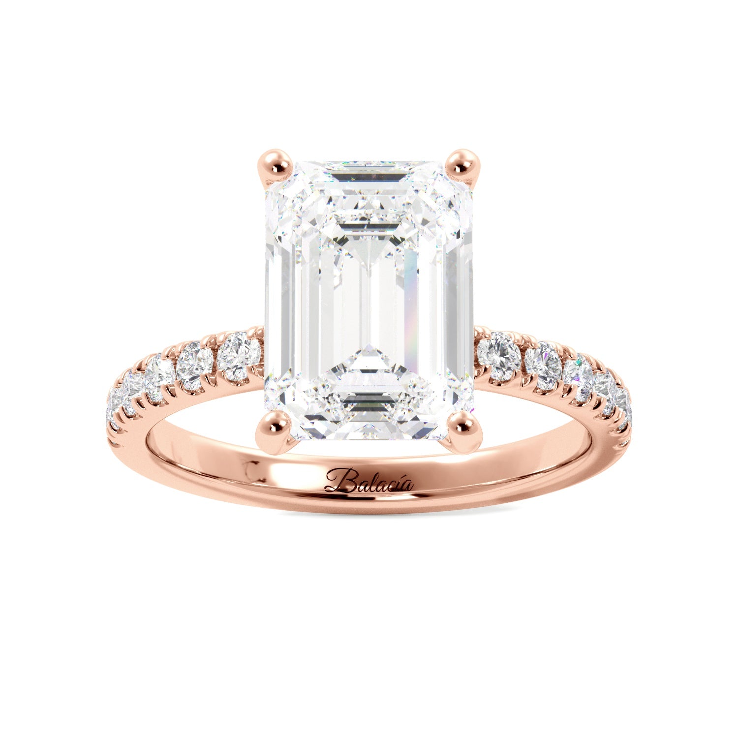 Emerald Cut Half Eternity Engagement Ring - Balacia