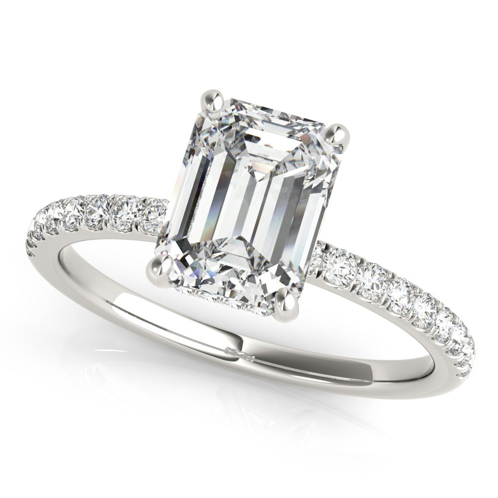 Emerald Cut Hidden Halo Engagement Ring - Balacia