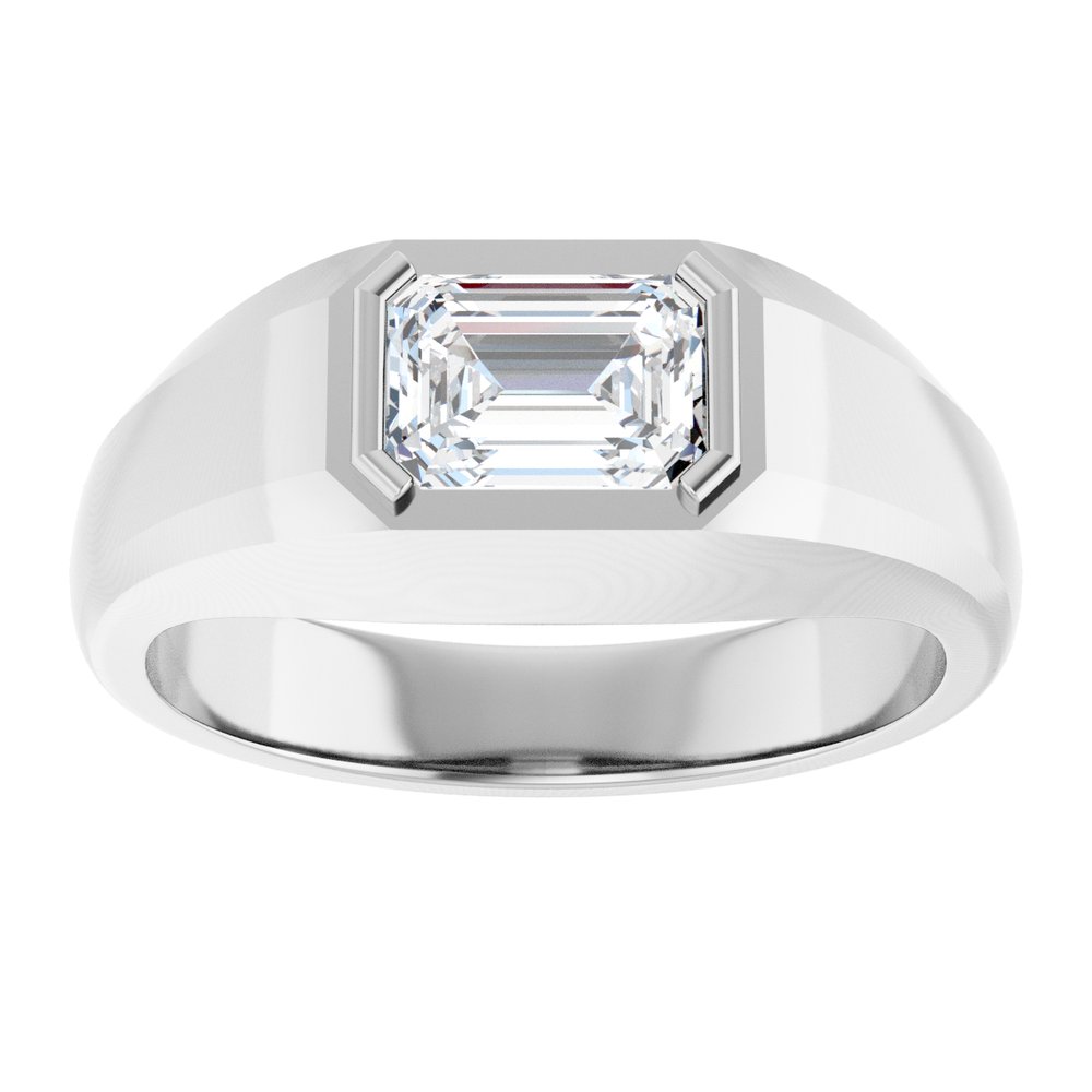 Emerald Lab Diamond Men's Wedding Band White Gold 1 1/4 CTW