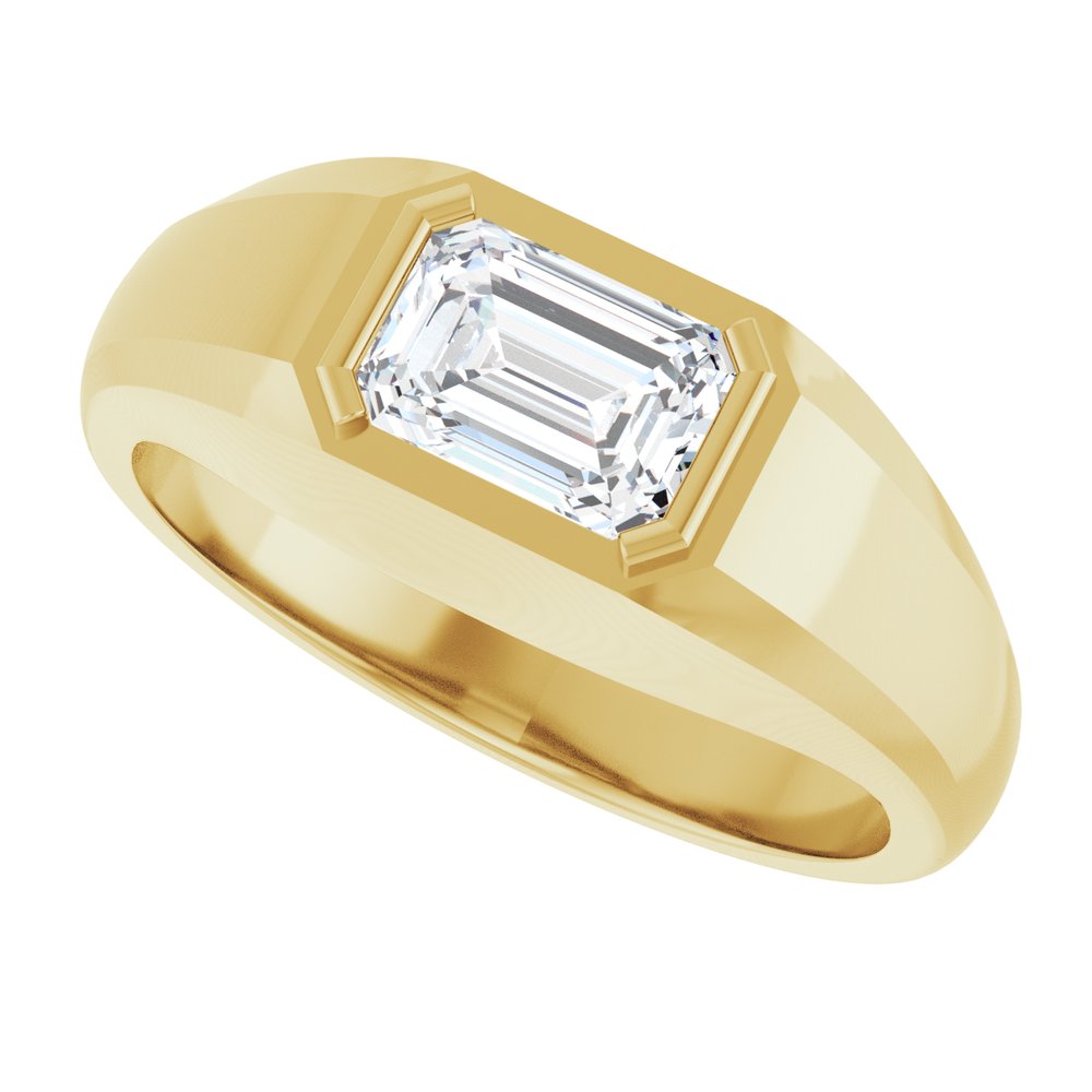 Emerald Lab Diamond Men's Wedding Band Gold 1 1/4 CTW 4