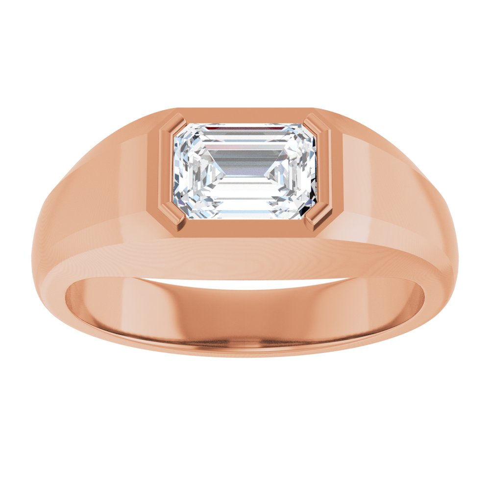 Emerald Lab Diamond Men's Wedding Band Rose Gold 1 1/4 CTW