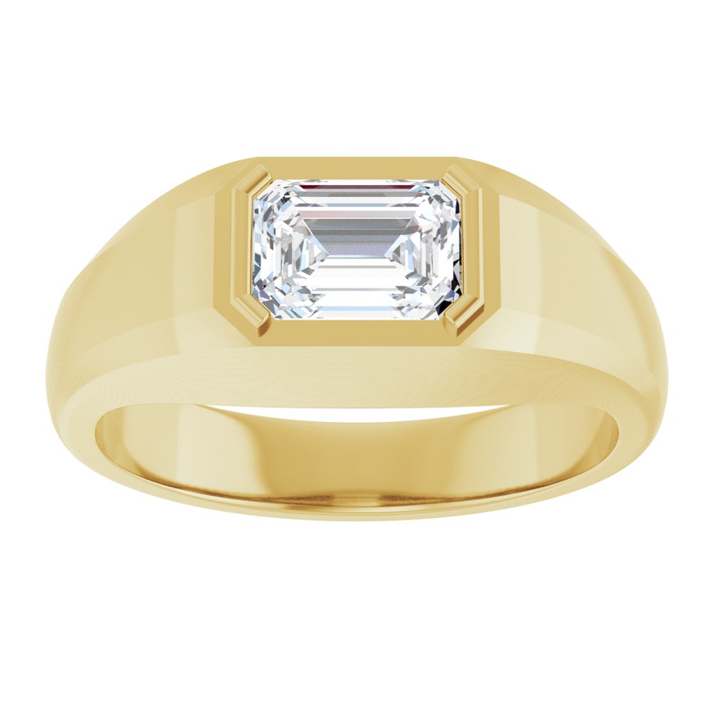 Emerald Lab Diamond Men's Wedding Band Gold 1 1/4 CTW