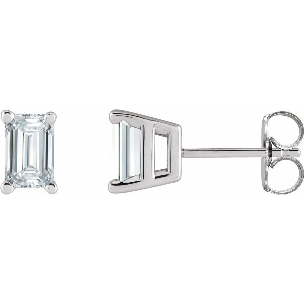 Emerald Cut Moissanite Studs Earrings - Balacia