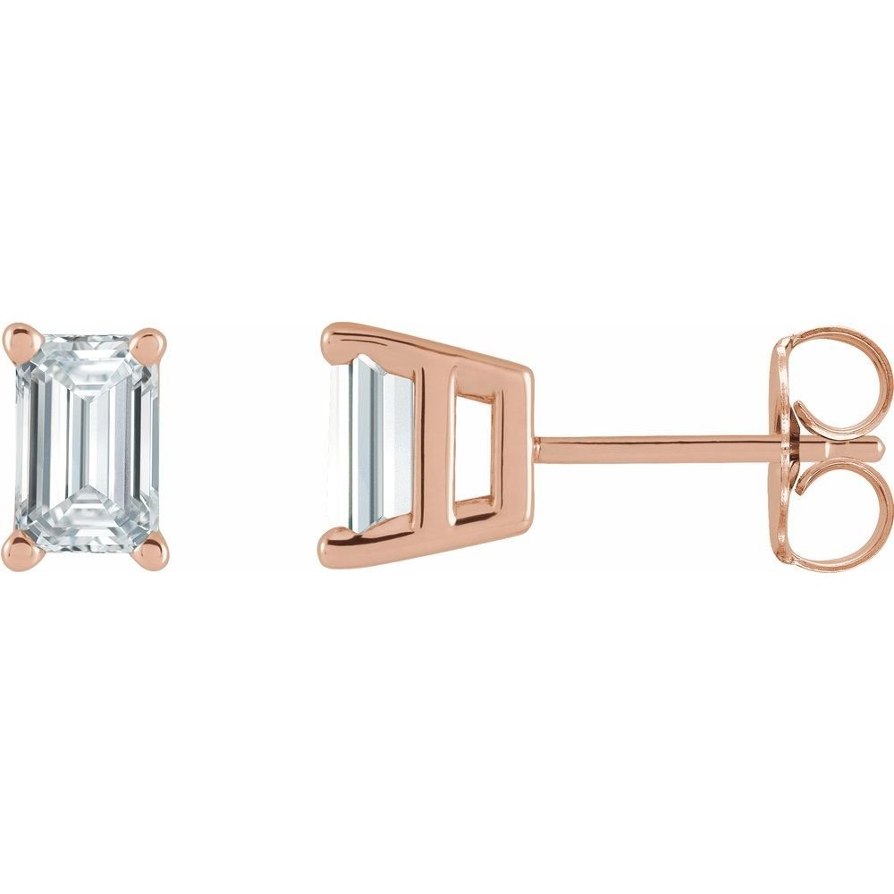 Emerald Cut Moissanite Studs Earrings - Balacia