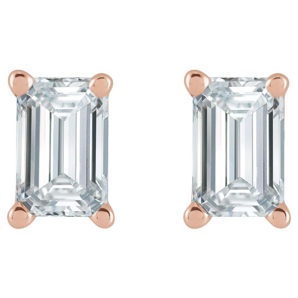 Emerald Cut Moissanite Studs Earrings - Balacia