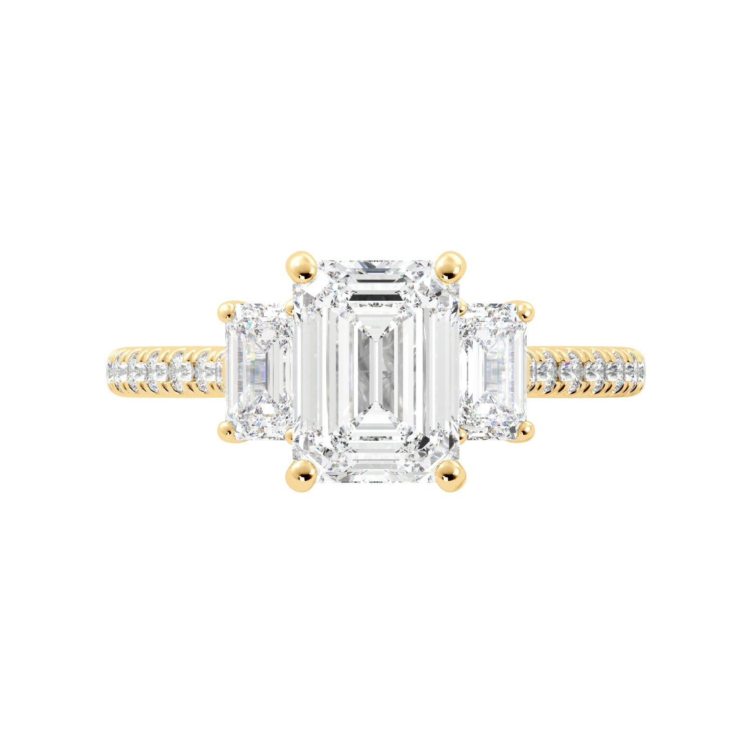 Emerald Cut Three Stone Diamond Engagement Ring